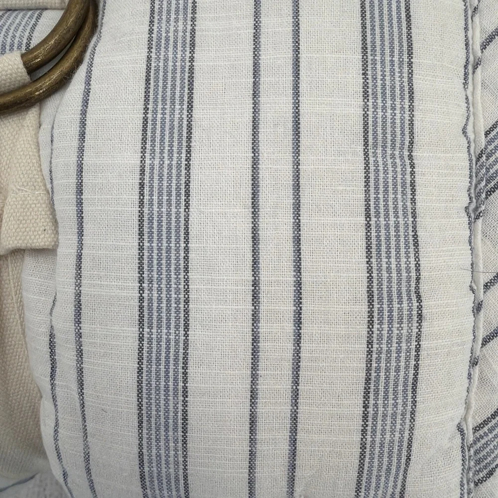 Brooks Brothers Pillow Shams KING White Blue Stripe 100% Cotton Slub Quilted
